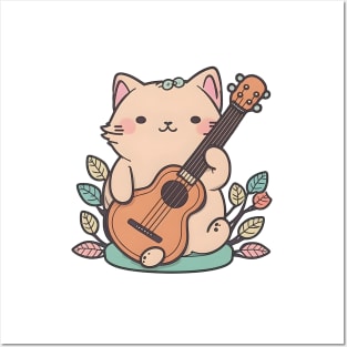 Cat Ukelele Music Animal Lover Posters and Art